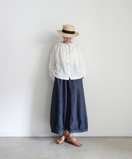 Antiquités noir 1000412 Vintage Linen Chino Denim Pants / 2 COLORS