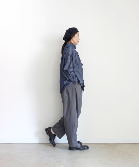i c h i  260404 Denim 2way Frill Shirt / 2 COLORS