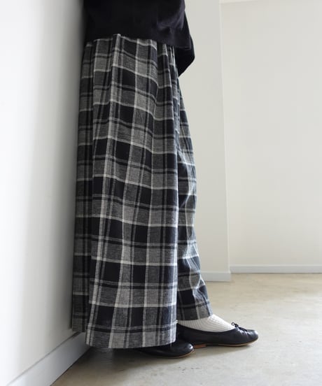 i c h i 260414 Cotton Linen Check Pants / C : GRAY CHECK