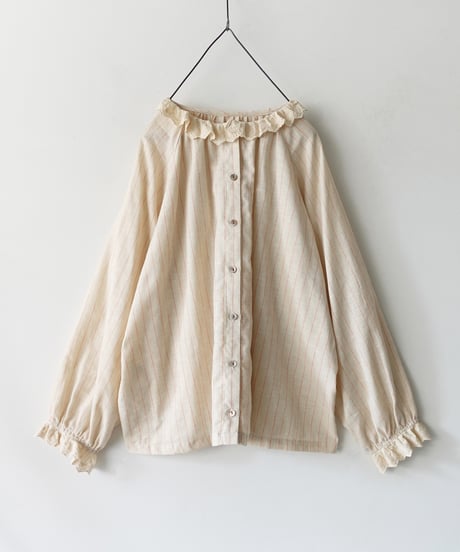 ichiAntiquités 1200315 Pin Stripe 2way Frill Shirt / 2 COLORS