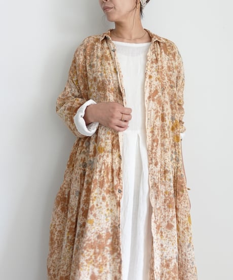ichiAntiquités 800334 Natural dyed Linen Shirt Dress / 2 COLORS