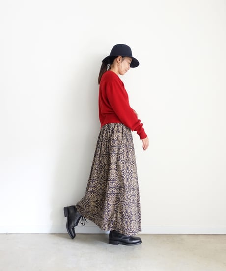 i c h i  250712  Corduroy Flower Skirt / 2 COLORS