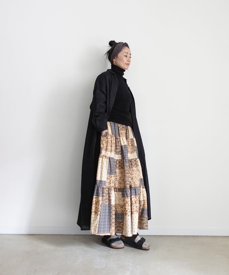 i c h i 241135 Vintage Patchwork Print Skirt / A : Vintage Patchwork