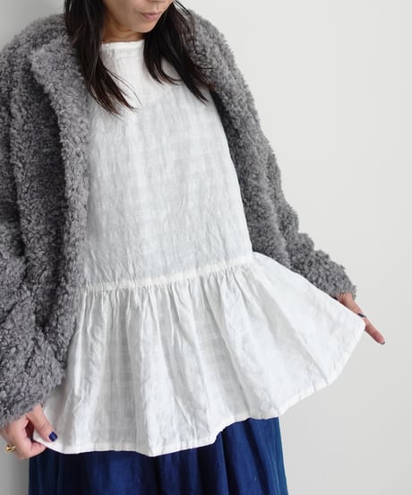 ichiAntiquités 1101107 Linen Cotton Gingham Check Pullover / 3 COLORS