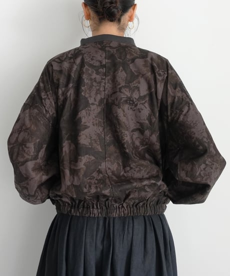 i c h i  260519 Flower Print Zip Blouson / C : BROWN