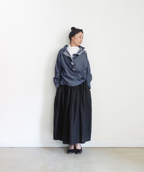 i c h i  260404 Denim 2way Frill Shirt / 2 COLORS