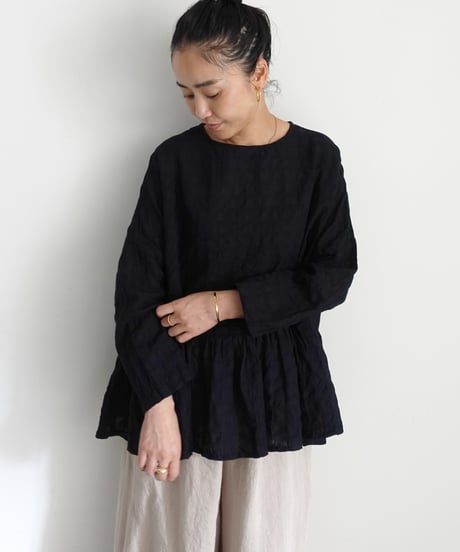 ichiAntiquités 1101107 Linen Cotton Gingham Check Pullover / 3 COLORS