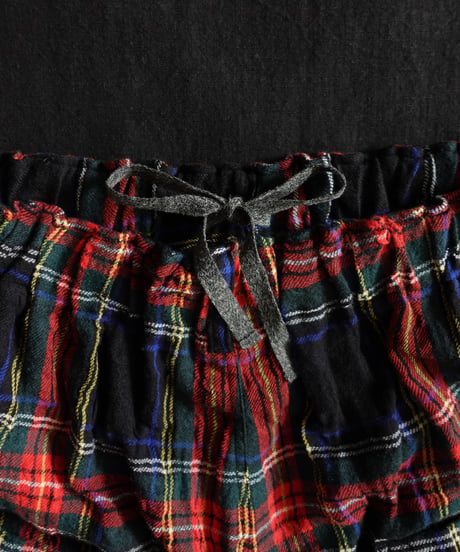 【ONLINE LIMITED】ichiAntiquités  1200324 Cotton Wool BLACK Tartan Relax Pants / B : BLACK