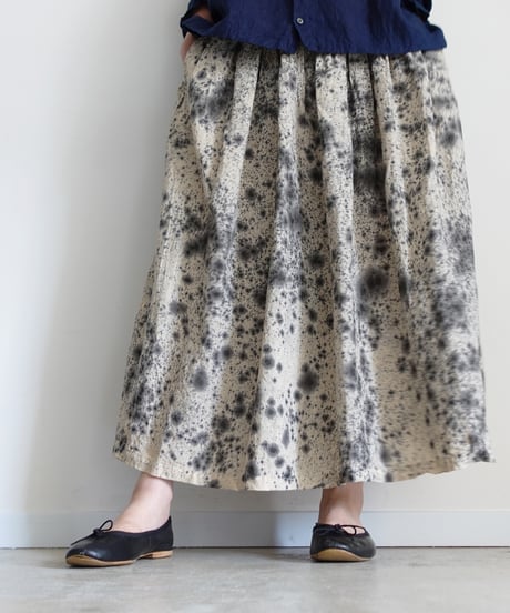 ichiAntiquités 800335  Natural dyed Linen Gather Skirt / 2 COLORS
