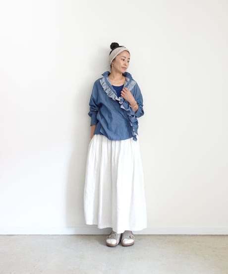 i c h i  260404 Denim 2way Frill Shirt / 2 COLORS