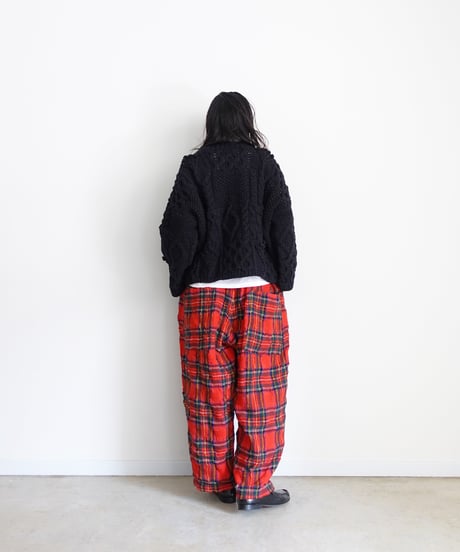 ichiAntiquités  1200324 Cotton Wool RED Tartan Relax Pants / A : RED