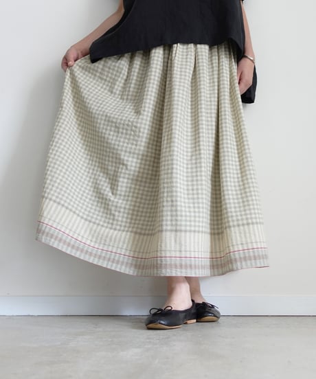 ichiAntiquités 1101135 KHADI Cotton Brise Skirt / 2 COLORS