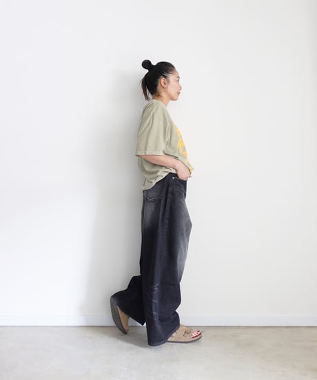 i c h i  230430  DENIM Wide Pants / D : BLACK・2 size