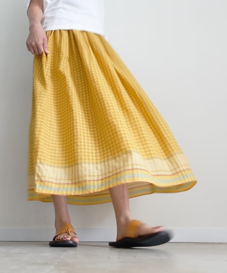 ichiAntiquités 1101135 KHADI Cotton Brise Skirt / 2 COLORS