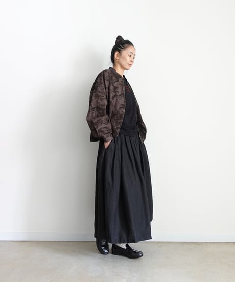 i c h i  260519 Flower Print Zip Blouson / C : BROWN