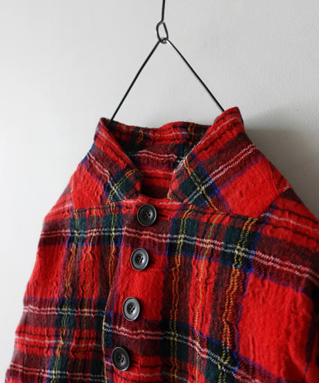 ichiAntiquités  1200323 Cotton Wool RED Tartan Jacket / A : RED