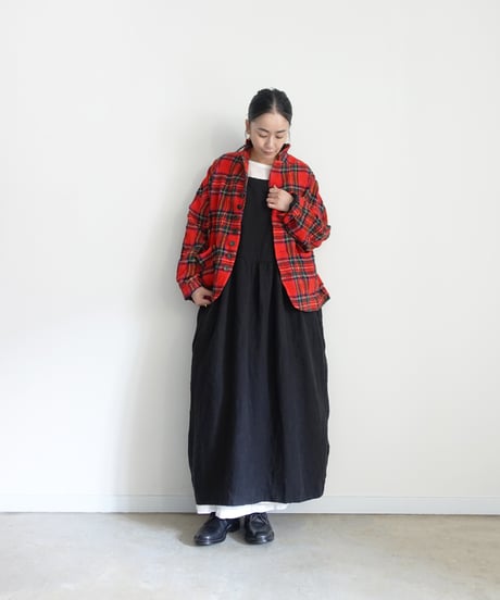 ichiAntiquités  1200323 Cotton Wool RED Tartan Jacket / A : RED
