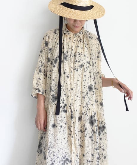ichiAntiquités 800334 Natural dyed Linen Shirt Dress / 2 COLORS