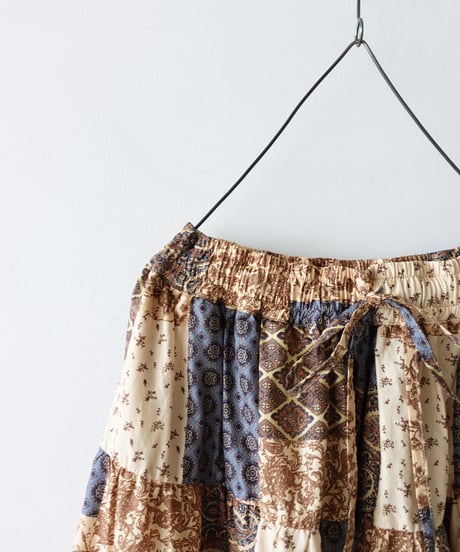 i c h i 241135 Vintage Patchwork Print Skirt / A : Vintage Patchwork