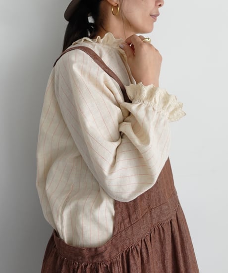 ichiAntiquités 1200315 Pin Stripe 2way Frill Shirt / 2 COLORS