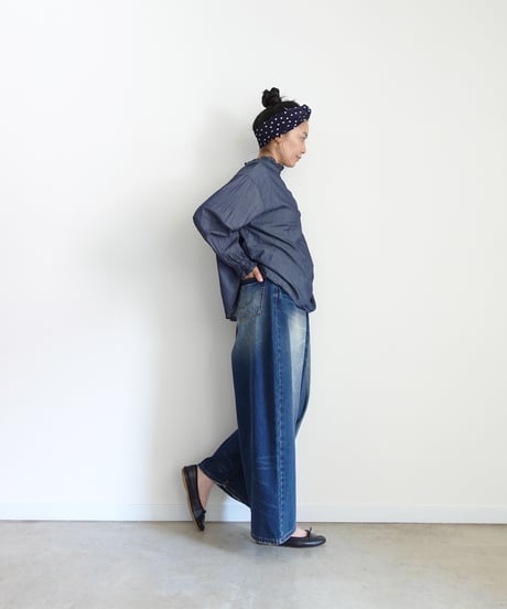 i c h i  260403 Denim 2way Frill Blouse / 2 COLORS