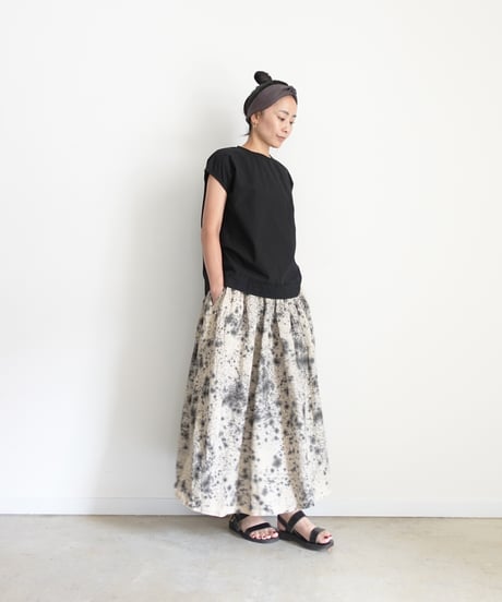 ichiAntiquités 800335  Natural dyed Linen Gather Skirt / 2 COLORS