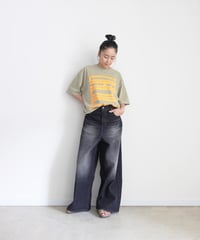 i c h i  230430  DENIM Wide Pants / D : BLACK・2 size
