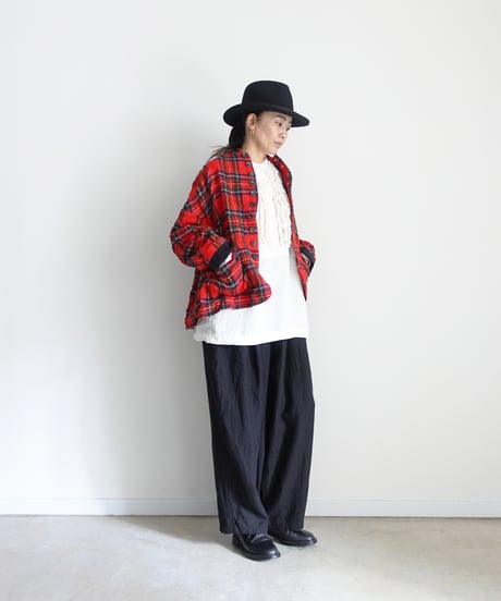 ichiAntiquités  1200323 Cotton Wool RED Tartan Jacket / A : RED