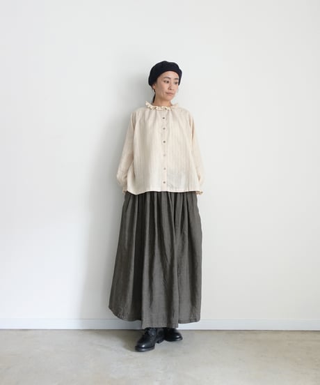 ichiAntiquités 1200315 Pin Stripe 2way Frill Shirt / 2 COLORS
