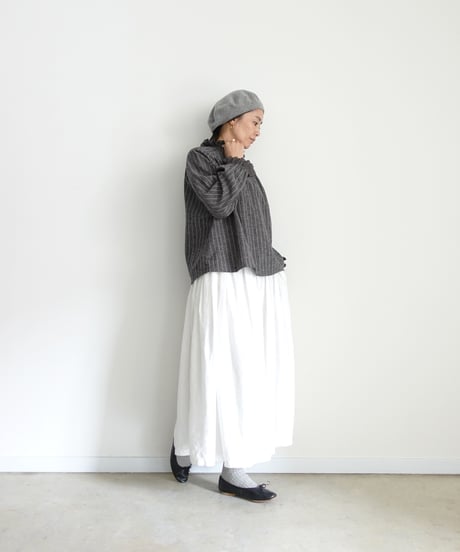 ichiAntiquités 1200315 Pin Stripe 2way Frill Shirt / 2 COLORS