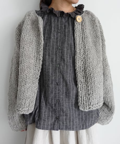 ichiAntiquités 1200315 Pin Stripe 2way Frill Shirt / 2 COLORS