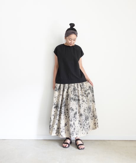 ichiAntiquités 800335  Natural dyed Linen Gather Skirt / 2 COLORS