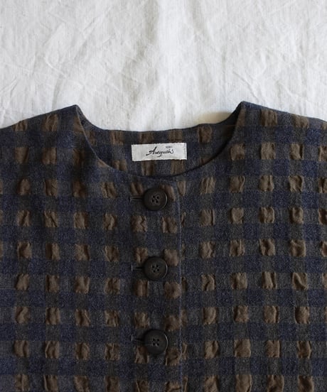 ichiAntiquités 1200318 Cotton Wool Gingham Check Jacket / 3 COLORS