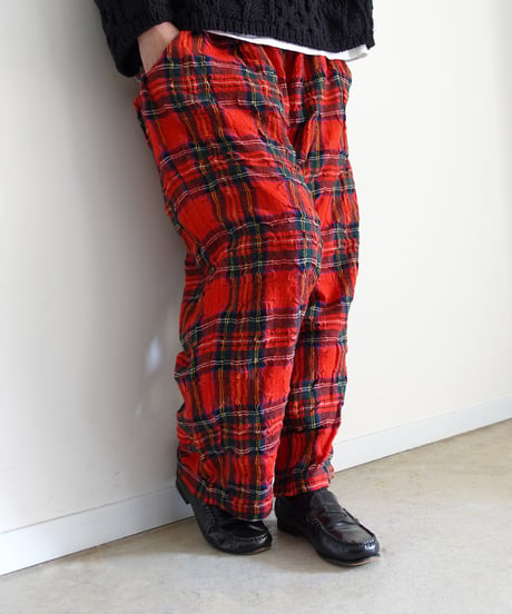 ichiAntiquités  1200324 Cotton Wool RED Tartan Relax Pants / A : RED