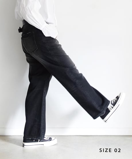 i c h i  241230 Denim Sarrouel Pants / D : BLACK・2 SIZE