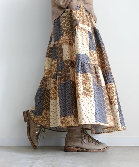 i c h i 241135 Vintage Patchwork Print Skirt / A : Vintage Patchwork