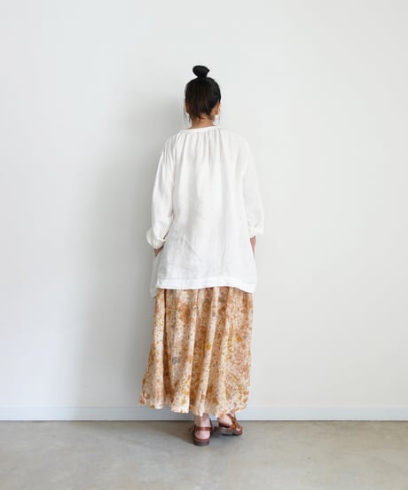 ichiAntiquités 800335  Natural dyed Linen Gather Skirt / 2 COLORS