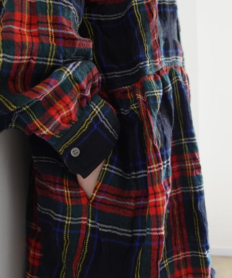 【ONLINE LIMITED】ichiAntiquités 1200325 Cotton Wool BLACK Tartan Dress / B : BLACK