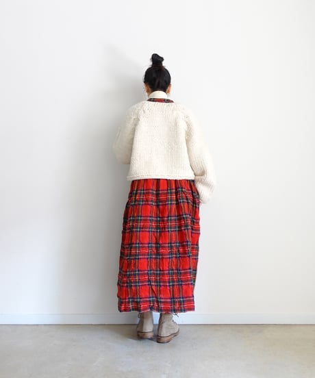 ichiAntiquités 1200325 Cotton Wool RED Tartan Dress / A : RED