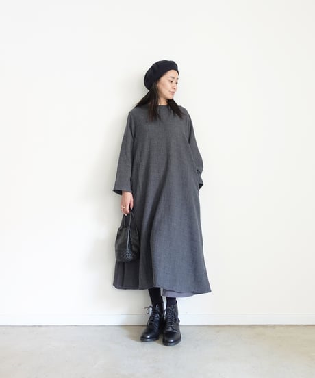 i c h i  260425 Wool Gauze & Cotton Cloth Dress / 2 COLORS