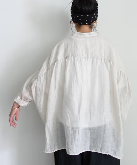 i c h i 260124 Linen Ramie Sheer Cross Shirt / 2 COLORS