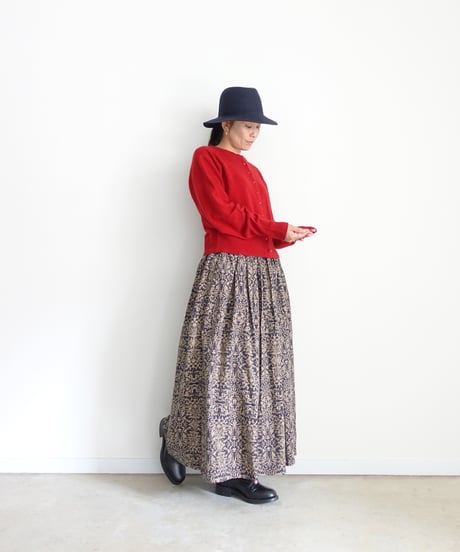 i c h i  250712  Corduroy Flower Skirt / 2 COLORS