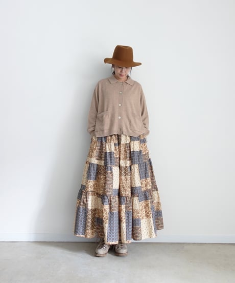 i c h i 241135 Vintage Patchwork Print Skirt / A : Vintage Patchwork