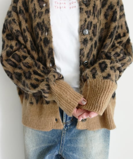 i c h i  260451  Shaggy Leopard Knit Cardigan / 2 COLORS