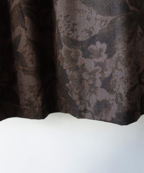 i c h i  260520 Cotton Linen Flower Print Skirt / C : BROWN