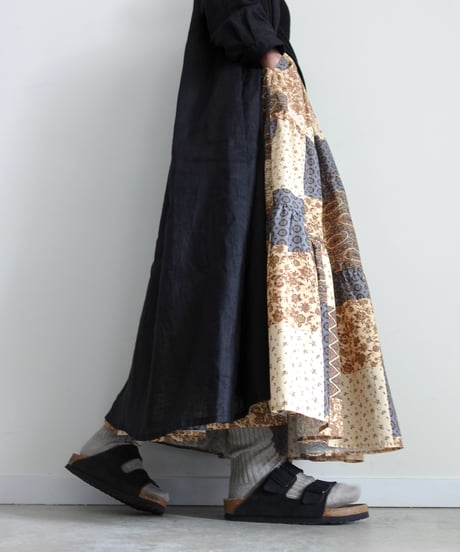 i c h i 241135 Vintage Patchwork Print Skirt / A : Vintage Patchwork
