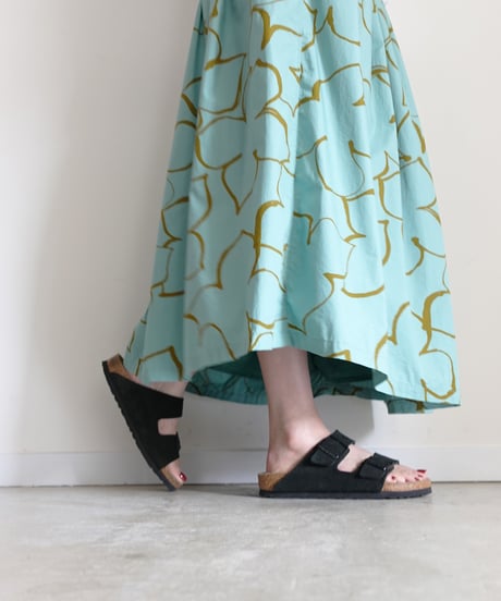 i c h i  251226  Flower Print Skirt / B : GREEN