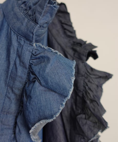 i c h i  260404 Denim 2way Frill Shirt / 2 COLORS
