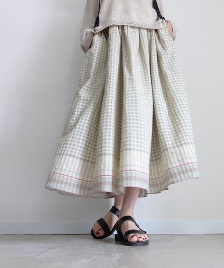 ichiAntiquités 1101135 KHADI Cotton Brise Skirt / 2 COLORS