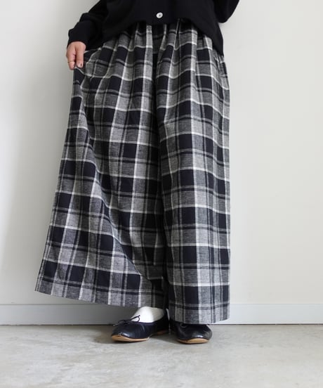 i c h i 260414 Cotton Linen Check Pants / C : GRAY CHECK